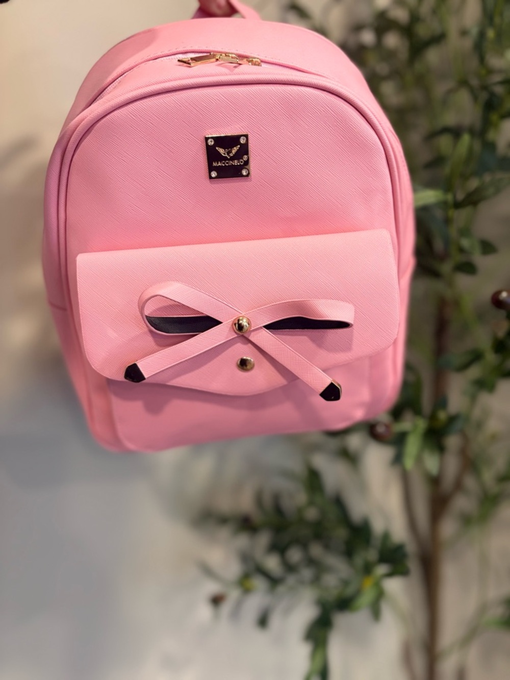 Pink Bow Accent Mini Backpack